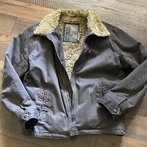 BKE distressed  Jacket in Brown with Sherpa  like Cream Lining
